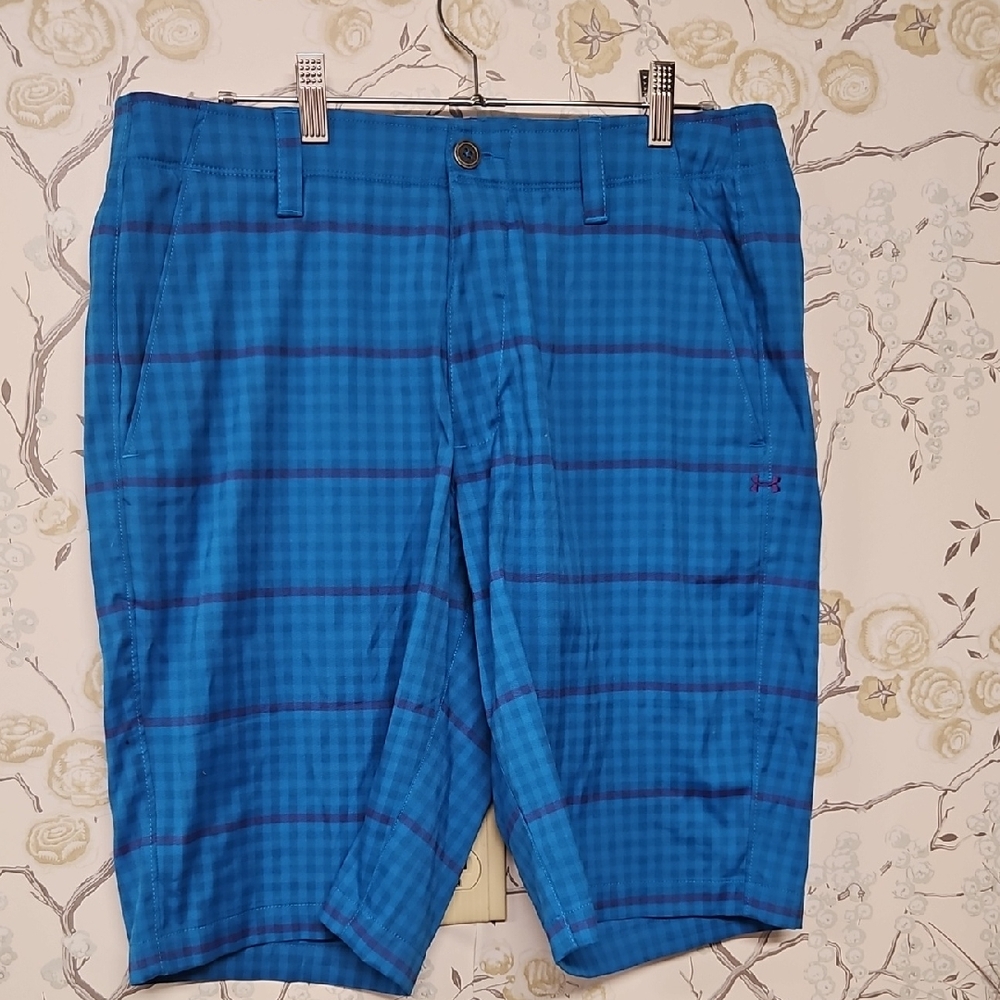 Under Armour Blue Checkered Golf Shorts